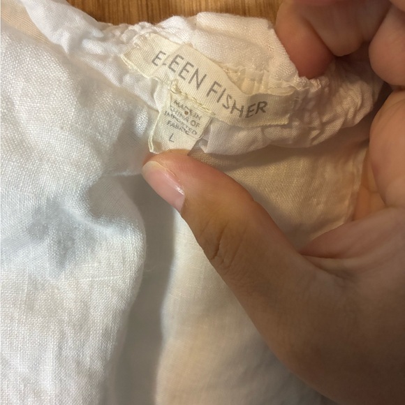 EILEEN FISHER White Irish Linen Midi Lined Skirt Beach Vacation A Line Large - Picture 5 of 9